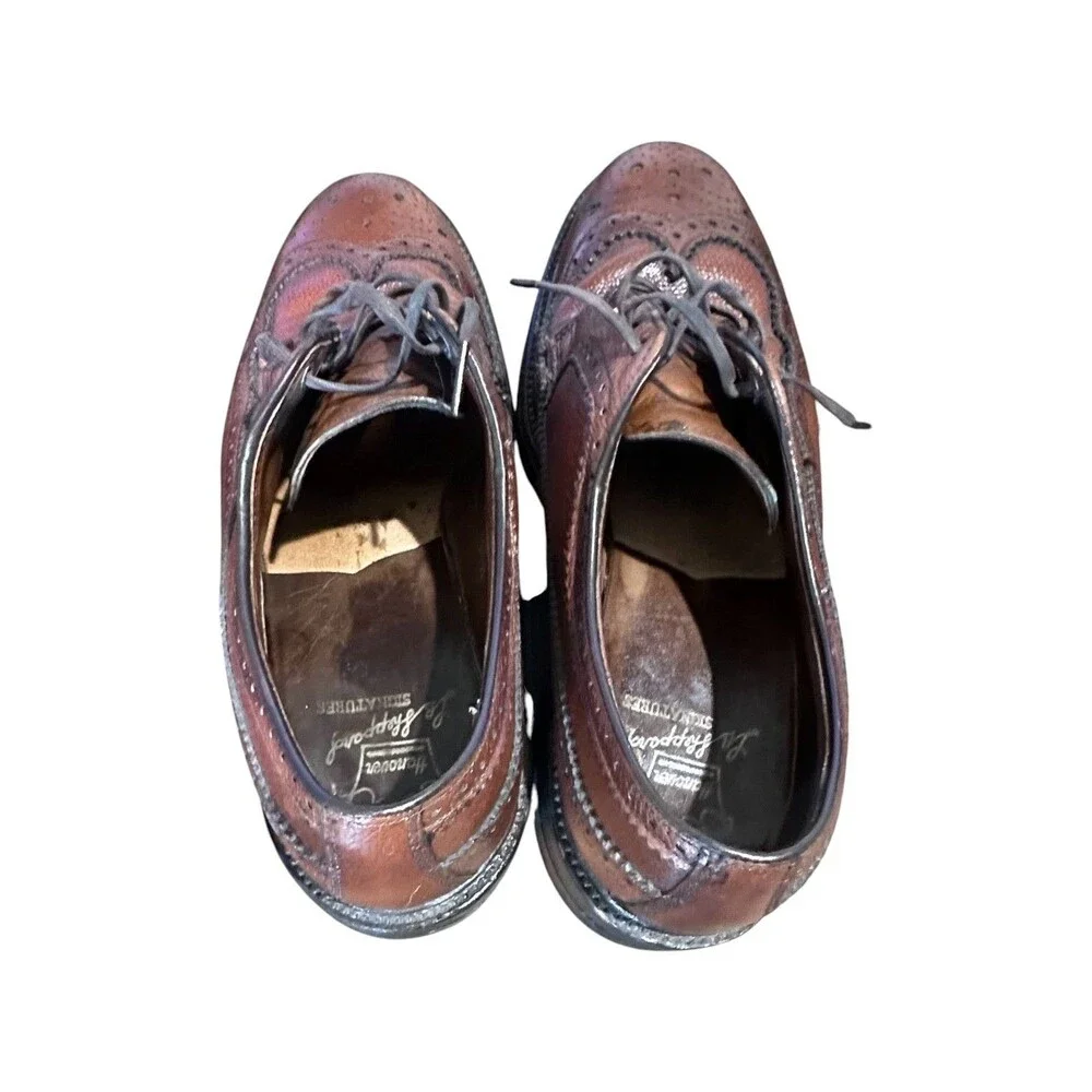Hanover LB Sheppard Longwing Oxford 7 D/B Brown VTG Mens Wingtip Brogue Pebbled